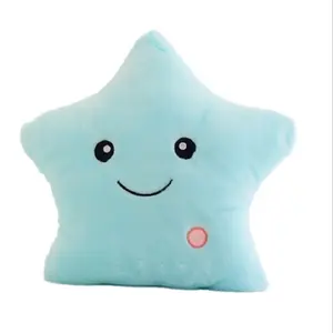 도매 귀여운 오각형 봉제 장난감 야간 조명 LED 스타 휴가 어린이 선물 베개