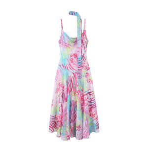 เดรสสายเดี่ยวทรงเอไลน์ คอปาด แบรนด์ Runqi ลายดอกไม้ ตัดเย็บแบบไบแอสคัท เอวธรรมชาติ สีชมพูโรแมนติก ไซส์พลัส เหมาะสำหรับงานค็อกเทล - Product Image 1