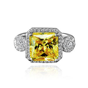 925 Sterling Silber Gelb Princess Cut Zirkonia CZ Versprechen Verlobung sring - Product Image 1