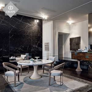 Luxury Italian Hotel Nhà Hàng Bàn Ăn Tròn Bàn Ăn Và Ghế Đặt Bàn Ăn Marble Top Bàn Ăn Với Lazy Susan - Product Image 4