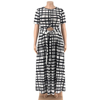 Mode grande taille vêtements pour femmes dames impression t-shirt haut court croix cravate balançoire robe femmes deux pièces jupe ensembles