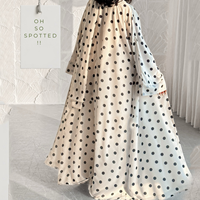 Abaya personnalisée haut de gamme en Nida à pois, doublure douce en mousseline, fermeture à boutons-pression, pour femmes musulmanes, vente en gros d'Abayas islamiques