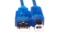 Kabel Data biru transparan AM to BM USB2.0 6 kaki baru dengan lampu LED