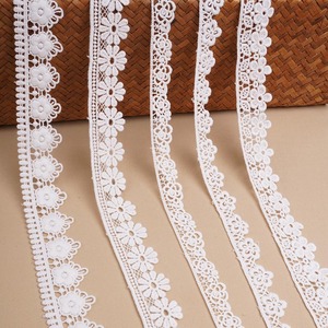 Bordado de seda de leche blanca, velo de encaje recogido, tiras de leche, bordado blanco, rollo de Boda nupcial, cinta de <span class=keywords><strong>tela</strong></span> de encaje de algodón - Product Image 1