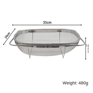 <span class=keywords><strong>Passoire</strong></span> ovale en acier inoxydable à mailles fines de 6 litres avec poignée, pour le lavage des légumes et des fruits, le stockage et le filtrage de l'huile de cuisson, à poser sur l'évier - Product Image 2