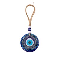 Pendentif de voiture style ethnique, orné d'un œil de démon, amulette turque Nazar faite à la main, œil bleu contre le mauvais œil, ornement suspendu