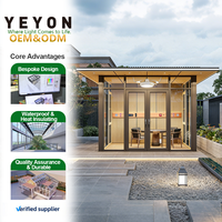 Yeyon OEM Véranda extérieure autoportante en verre avec structure en aluminium, portes doubles vitrées, corniches à LED et isolation thermique