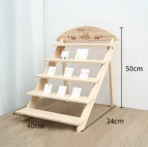 लकड़ी के भंडारण रैक डेस्कटॉप trapezoidal भंडारण सौंदर्य प्रसाधन परिष्करण ट्रिपल शेल्फ भंडारण घरेलू