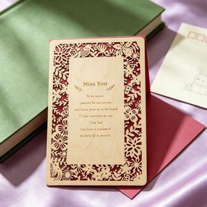 Cartes <span class=keywords><strong>d</strong></span>'invitation de mariage personnalisées en bois gravées au laser OEM ODM, design artistique, cadeaux souvenirs pour les invités - Product Image 1