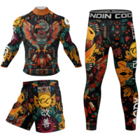 Cody Lundin vente en gros caoutchouc Anti-Stop BJJ MMA manches longues Rash Guard pantalon Shorts entraînement Compression ensemble