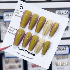 Nouveaux designs, faux ongles de luxe à la mode, marque privée personnalisée, cercueil, diamant, ongles à pression faits à la main - Product Image 3