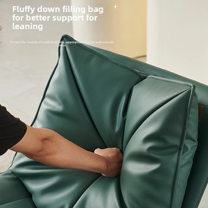 Fauteuil à bascule de bureau en cuir véritable, style moderne et confortable, mobilier durable pour salon et salle de séjour - Product Image 4