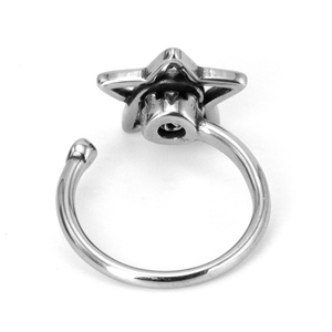 316L Stainless Steel <b>Fidget</b> <b>Rings</b> Star Shape Spiral Detail Open Adjustable Modern Trendy Jewelry for Men Women Daily Wear - Product Image 3