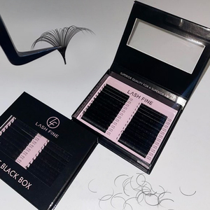 लैशफाइन वेलवेट वॉल्यूम आईलैश एक्सटेंशन निजी लेबल व्यक्तिगत लैश ट्रे डार्क मैट ब्लैक कैशबैक एक्सटेंशन प्रदान करता है। - Product Image 1