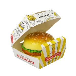 주문 로고는 처분할 수 있는 기술 종이 마분지 간이 식품 급료 테이크아웃 포장 까만 조가비 햄버거와 감자 튀김 상자를 인쇄했습니다