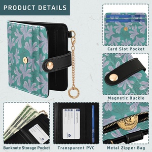 Hawaiian Naupaka Pattern Custom Design Pu Leather Credit Card Holder <b>Purse</b> <b>Small</b> Card Short Wallet Rfid Wallet for Women - Product Image 5