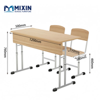 Bureau et chaise d'étudiant en métal, bureau et chaise d'école secondaire modernes, table double avec base stable, mobilier scolaire pour salle de classe