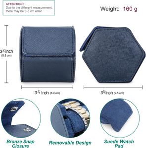 Étui de voyage pour montre en <span class=keywords><strong>cuir</strong></span> Saffiano, étui en <span class=keywords><strong>cuir</strong></span> pour 1 montre et bracelets précieux (bleu) - Product Image 2