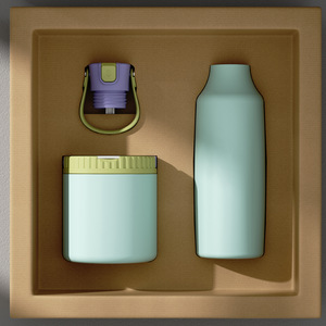 Square And Round Cup Food Jar <b>Gift</b> Set 304 Stainless Steel Insulated Outdoor Use - Product Image 1