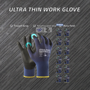 Gants de jardinage de sécurité Weston en nylon ultra-fin de calibre 18, enduits de PU, stériles, sans poudre, durables, respirants, compatibles avec les écrans tactiles - Product Image 2