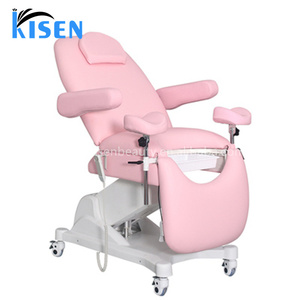 Kisen Clinic Electric Gynecological Examination Chair Pink Color Gynecological Beds 2 Motors <b>With</b> <b>Wheels</b> Gynecological Exam Bed - Product Image 4