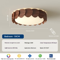 Plafonnier moderne en bois de noyer à grain de bois, protection oculaire, cadre en fer, abat-jour en acrylique, LED haute luminosité CRI 95, garantie 3 ans pour chambre à coucher