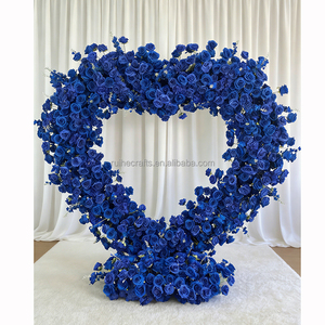 <span class=keywords><strong>Arche</strong></span> florale rectangulaire en rose artificielle bleu royal bon marché à un seul côté pour la décoration de scène de fond de mariage - Product Image 4
