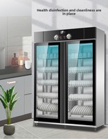 Armoire de désinfection commerciale verticale à double porte grande capacité, stérilisation à l'ozone et à la vapeur, séchage à air chaud pour vaisselle et cuisine