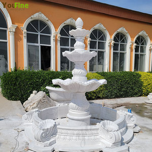 Fuente de mármol tallada a mano <span class=keywords><strong>para</strong></span> jardín, piedra blanca, personalizada, moderna, de gran tamaño - Product Image 4