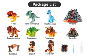 Jinying nueva figura de dinosaurio de dibujos animados juguetes homínido simular escenas volcánicas con sonido luz humo guardar el dinosaurio - Product Image 6