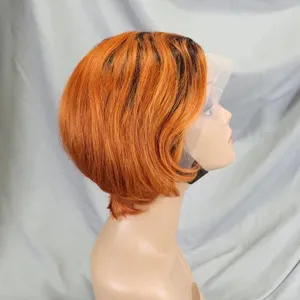 Peruca de cabelo humano, venda no atacado preço barato 13*4 cabelo humano peruca pixie para mulher