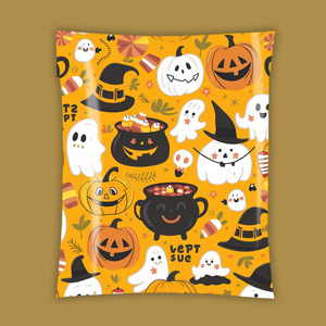 Stampa personalizzata eco-friendly dolcetto o scherzetto per la spedizione del partito corriere espresso per corrispondenza borsa di zucca fantasma di Halloween Poly Mailer - Product Image 1