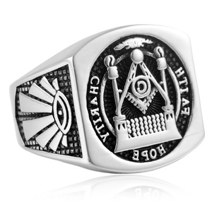 Yunnique Freemason <b>Ring</b> Stainless Steel Geometric Pyramid Crown Design Unisex Fashion Jewelry Gift - Product Image 3