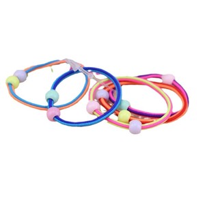 Lindo lazo para el cabello para niños, decorado con perlas de colores mezclados, alta elasticidad, uso diario, tocado - Product Image 5