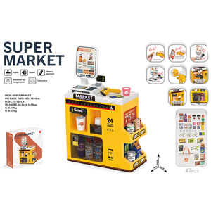 GIVELONG Juego de Juguetes de Plástico Multifuncional 2 en 1 para Niños, Juego de Imitación de Supermercado con <span class=keywords><strong>Caja</strong></span> <span class=keywords><strong>Registradora</strong></span> para Niños - Product Image 6