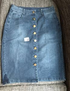 Gonna Corta in <span class=keywords><strong>Jeans</strong></span> Taglie Forti da <span class=keywords><strong>Donna</strong></span>, Novità Estiva alla Moda, Gonna in Denim Blu con Spacco - Product Image 5