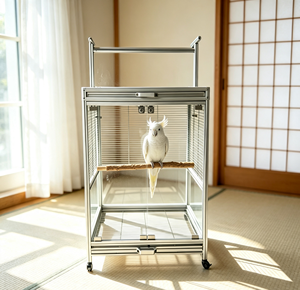 Jaula Vertical Extra Grande para Loros 2020, Perfil de Aluminio, Vidrio Templado Anti-Rotura, para Loro Gris <span class=keywords><strong>y</strong></span> Guacamaya <span class=keywords><strong>Azul</strong></span> <span class=keywords><strong>y</strong></span> Dorado - Product Image 1