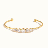 Bracelet en acier inoxydable plaqué or véritable PVD, style streetwear, avec zircon blanc décoratif, étanche, minimaliste, unisexe, troisième modèle