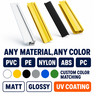 Profils extrudés personnalisés OEM durables et écologiques en PA6, PE, <span class=keywords><strong>PVC</strong></span>, PC pour portes, fenêtres, extérieur, cuisine, supermarché - Product Image 4
