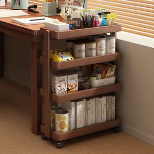 <b>Solid</b> <b>Wood</b> Shelf Movable Storage Rack Rectangle Office Organizer Portable <b>Bookcase</b> Living Room Storage Cabinet - Product Image 1