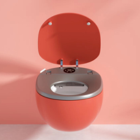 Cuvette de toilettes murale en céramique de luxe, design moderne et élégant, avec double chasse sans contact, télécommande et siphon en P
