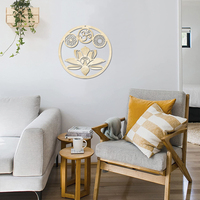 Tailai 8IN Lotus Méditation Chakra En Bois Mur Art Yoga Décor Spirituel Cadeau En Bois Géométrie Sacrée Laser Cut Cristal Grille Conseil
