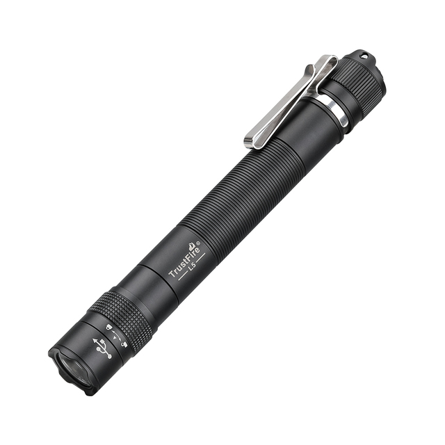 For L5 1050LM High-Powered LED Tactical Flashlight Waterproof IP68 2x14500 Battery USB Rechargeable Aluminum Alloy for