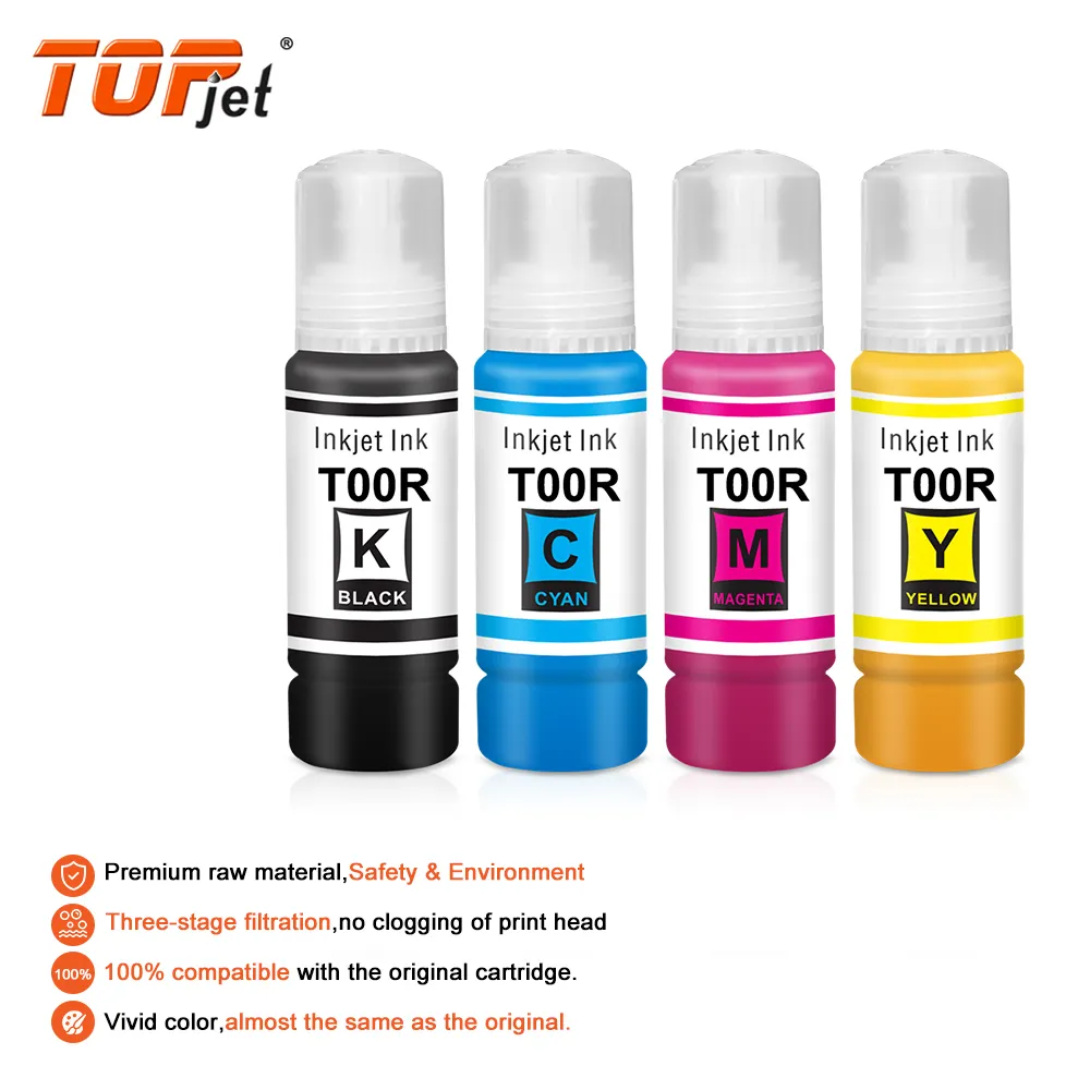 Topjet PremiumT00R韓国水性バルクボトル詰め替えキットティンタ染料インクエプソンL7160プリンターと互換性があります