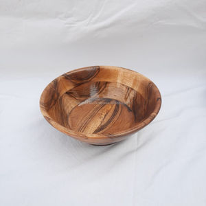 Tazón pulido de madera de Acacia hecho a mano de alta calidad, tazón para servir de diseño moderno, restaurante de Hotel, seguro, servicio de ensalada de frutas personalizado - Product Image 3