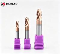 TAIRAY Fraise à queue sphérique en carbure monobloc 4 cannelures 6 mm, revêtue, HRC55, pour usinage CNC, en acier au tungstène, outils de fraisage, fraises de défonceuse