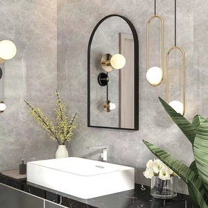 Miroir de courtoisie mural doré, forme arquée, design minimaliste, pour salle de bain, surface HD durable - Product Image 2