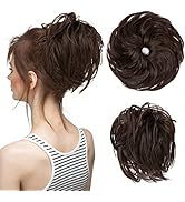 Perruque synthétique bouclée blonde résistante à la chaleur JoannaHair, postiche chignon pratique, design chouchou, aspect ondulé désordonné, 6 pouces, 30g - Product Image 2