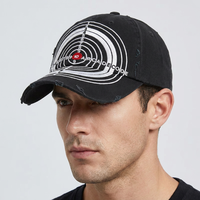 Casquette de baseball non structurée en coton 100% lavé, style vintage vieilli, motif Bullseye, pour le streetwear et le hip-hop, sportive et décontractée