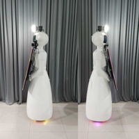 Cabina de Fotos Inteligente de 32 Pulgadas con Ojos LED para Mostrar Mensajes - Estación de Selfies Móvil para Alquiler, Impresión Instantánea de Fotos, Alto Retorno de la Inversión
